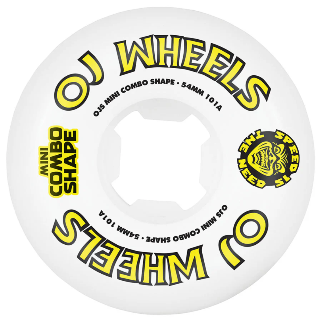 OJ WHEELS TEAM LINE ORIGINAL MINI COMBO YELLOW 54MM 101A SKATEBOARD WHEELS 4PK