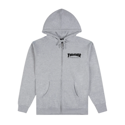 THRASHER SKATE MAG LOGO ZIP-UP HOODIE - GREY