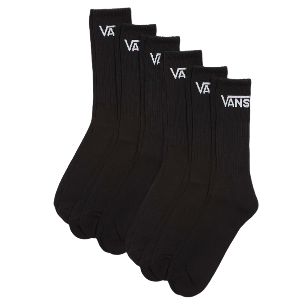 VANS CLASSIC CREW SOCKS - BLACK 6PK