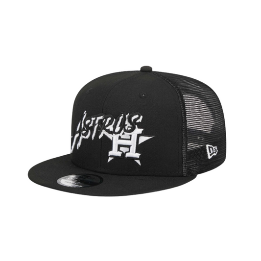 HOUSTON ASTROS 9FIFTY NEW ERA STREET TRUCKER SNAPBACK HAT BLACK