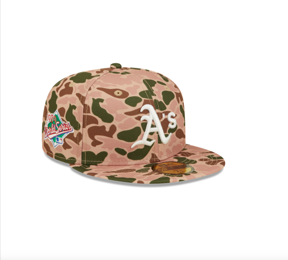 OAKLAND ATHLETICS 59FIFTY NEW ERA MLB DUCK CAMO WORLD SERIES 1989 FITTED HAT