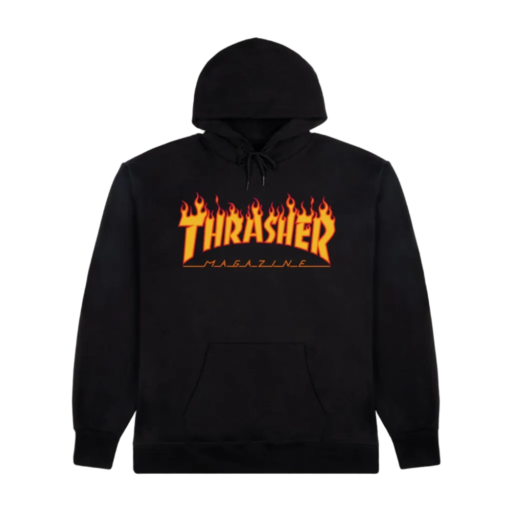 THRASHER FLAME LOGO HOODIE - BLACK