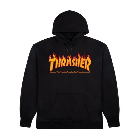 THRASHER FLAME LOGO HOODIE - BLACK