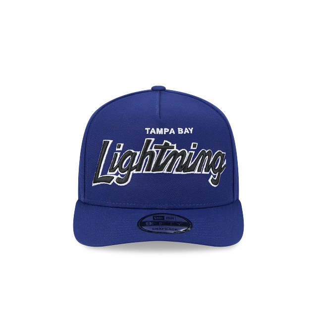 TAMPA BAY LIGHTNING NEW ERA NHL SCRIPT 9FIFTY A-FRAME BLUE SNAPBACK HAT