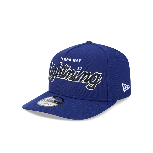 TAMPA BAY LIGHTNING NEW ERA NHL SCRIPT 9FIFTY A-FRAME BLUE SNAPBACK HAT