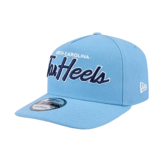 NORTH CAROLINA TARHEELS 9FIFTY A-FRAME NEW ERA NCAA BLUE SCRIPT SNAPBACK HAT