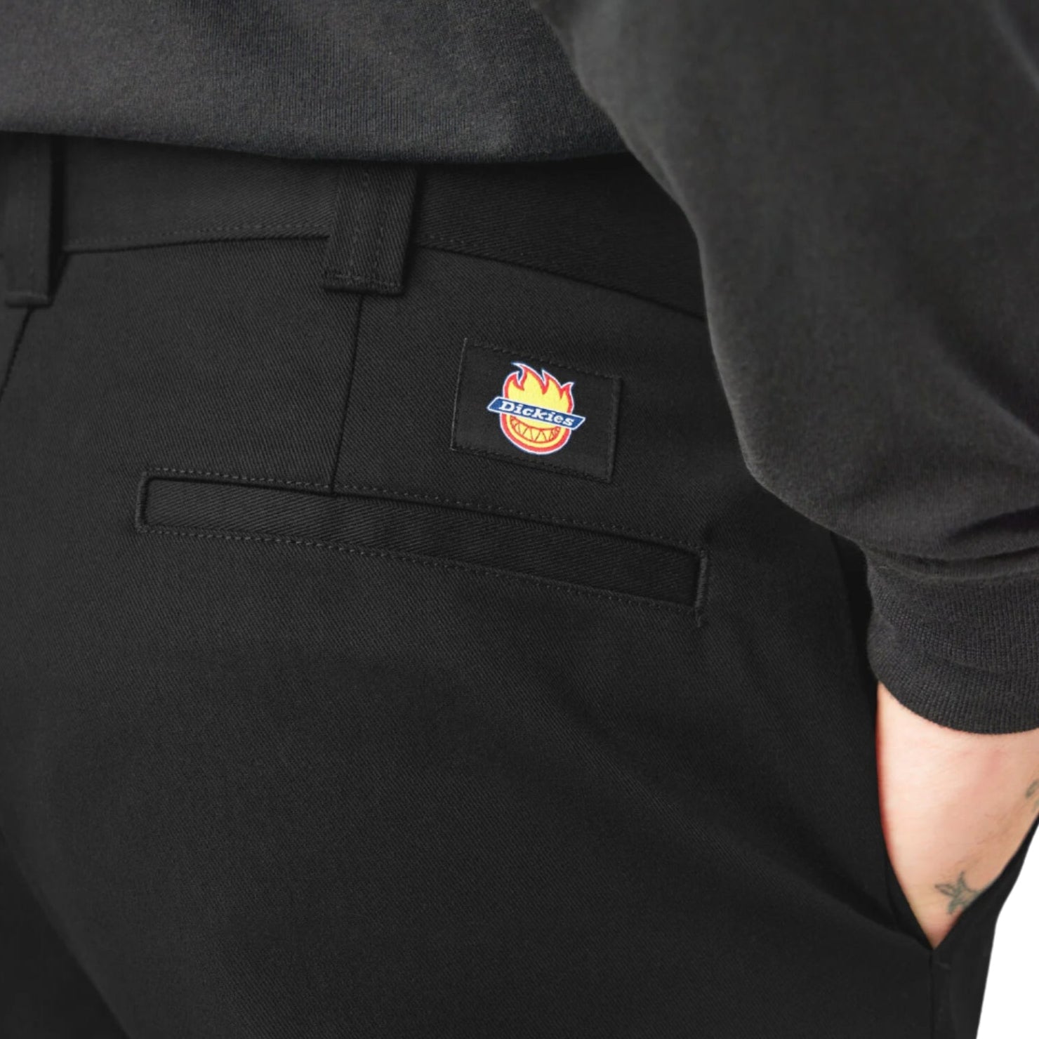 DICKIES X SPITFIRE FLANNEL CUFF PANTS - BLACK