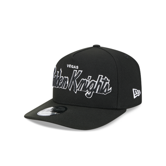 LAS VEGAS KNIGHTS 9FIFTY A-FRAME NEW ERA NHL SCRIPT SNAPBACK HAT