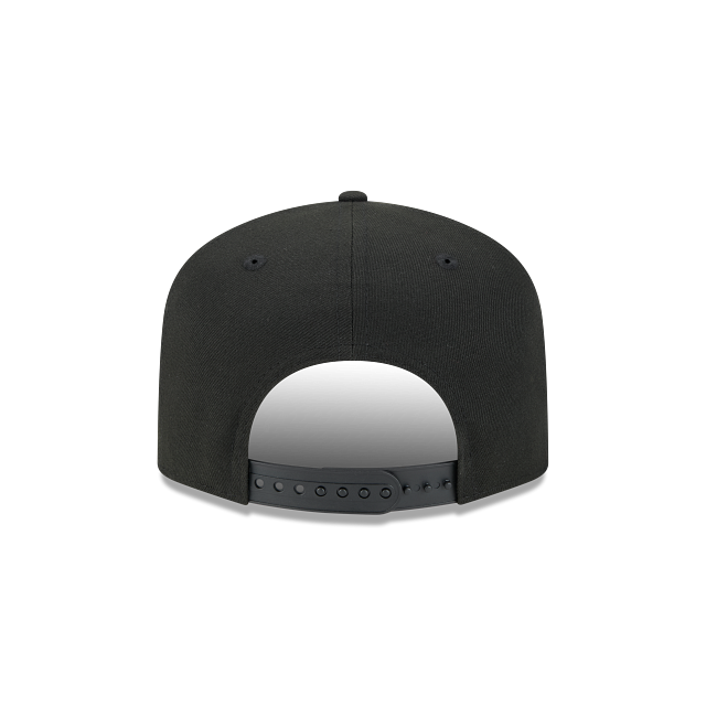 CHICAGO BLACKHAWKS 9FIFTY A-FRAME NEW ERA NHL BLACK SCRIPT SNAPBACK HAT