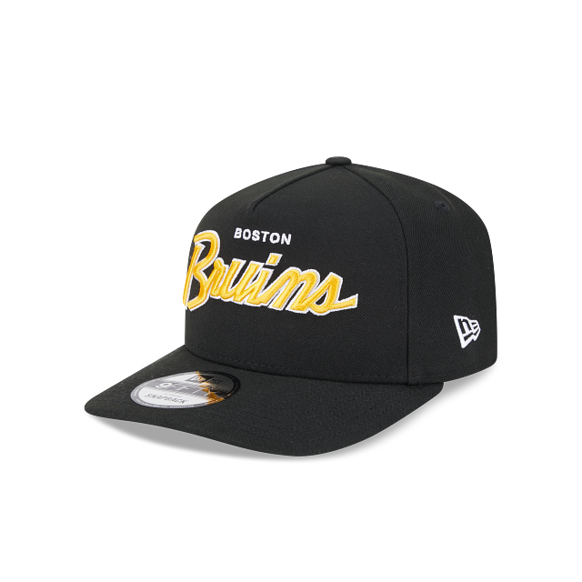 BOSTON BRUINS 9FIFTY A-FRAME NEW ERA NHL BLACK SCRIPT SNAPBACK HAT