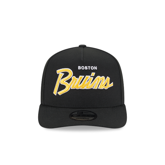BOSTON BRUINS 9FIFTY A-FRAME NEW ERA NHL BLACK SCRIPT SNAPBACK HAT
