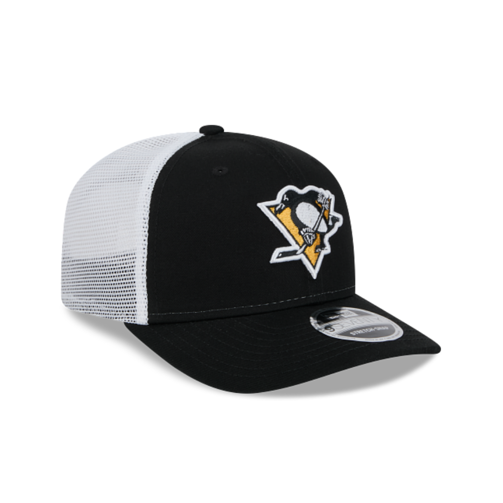 PITTSBURGH PENGUINS NEW ERA NHL 9SEVENTY BLACK TRUCKER SNAPBACK HAT