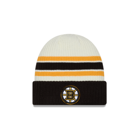 NEW ERA BOSTON BRUINS VINTAGE KNIT STRIPED BEANIE