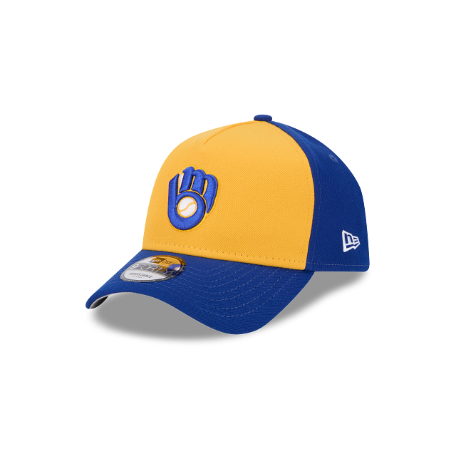 MILWAUKEE BREWERS 9FORTY A-FRAME NEW ERA BLUE AND YELLOW SNAPBACK HAT