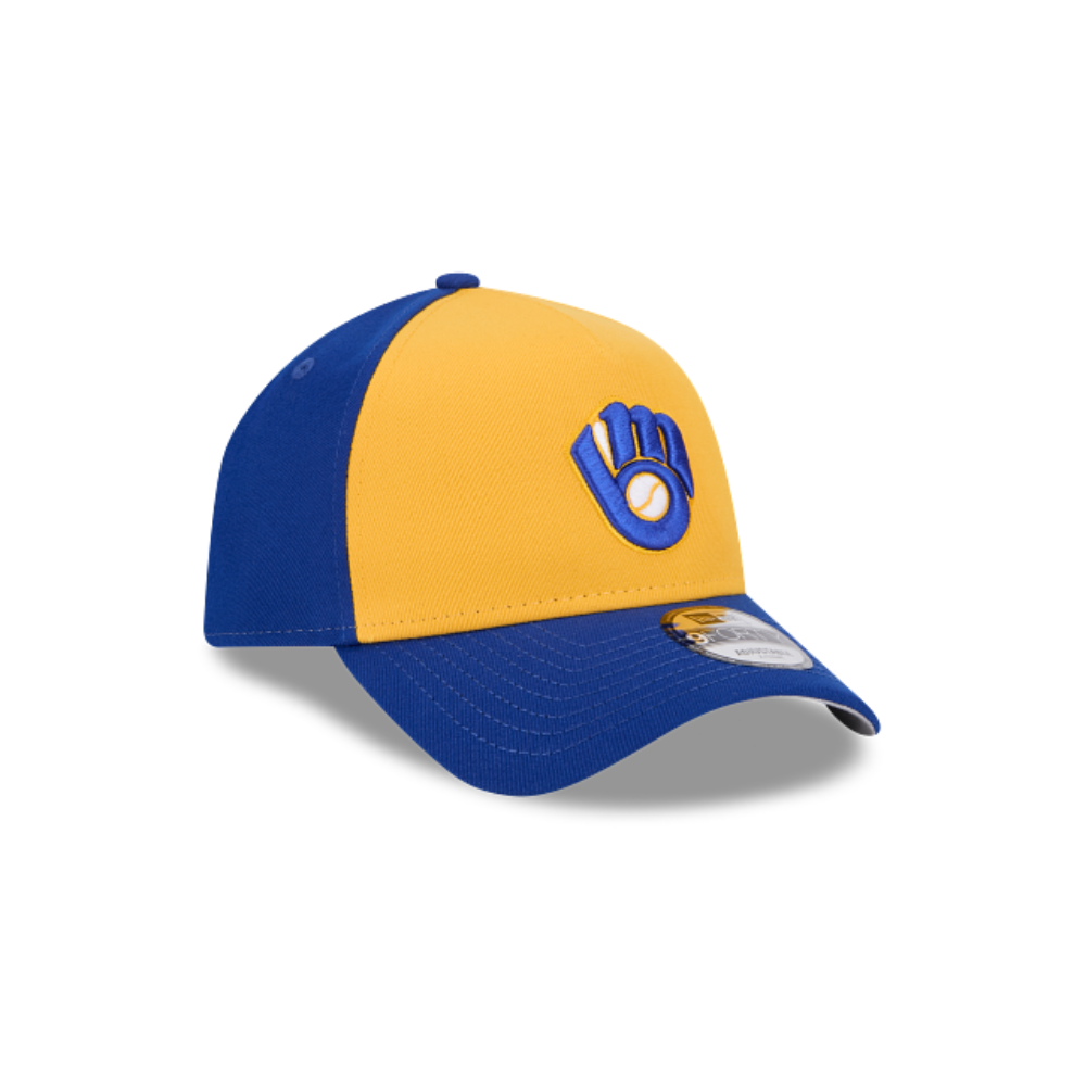MILWAUKEE BREWERS 9FORTY A-FRAME NEW ERA BLUE AND YELLOW SNAPBACK HAT