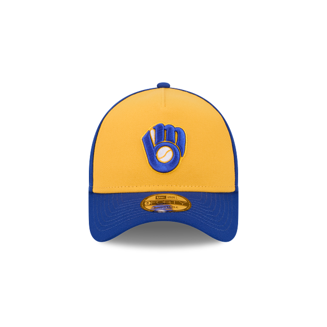 MILWAUKEE BREWERS 9FORTY A-FRAME NEW ERA BLUE AND YELLOW SNAPBACK HAT
