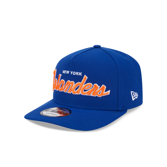 NEW YORK ISLANDERS NEW ERA NHL SCRIPT 9FIFTY A-FRAME BLUE SNAPBACK HAT