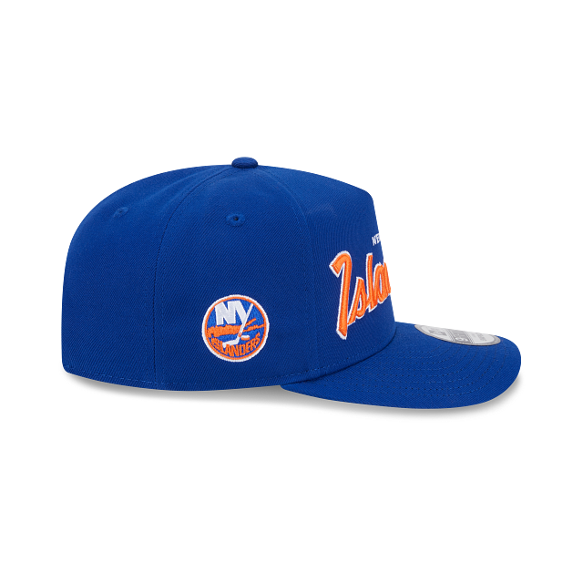 NEW YORK ISLANDERS NEW ERA NHL SCRIPT 9FIFTY A-FRAME BLUE SNAPBACK HAT