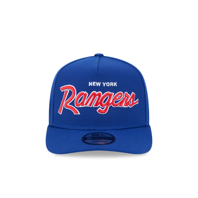 NEW YORK RANGERS NEW ERA NHL SCRIPT 9FIFTY A-FRAME BLUE SNAPBACK HAT