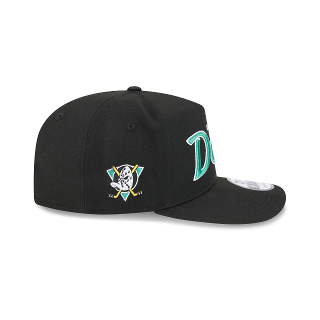 ANAHEIM DUCKS 9FIFTY A-FRAME NEW ERA NHL BLACK SCRIPT SNAPBACK HAT
