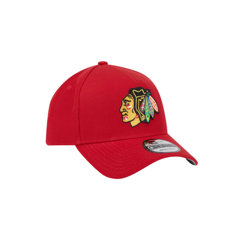 CHICAGO BLACKHAWKS 9FORTY A-FRAME NEW ERA NHL RED SNAPBACK HAT