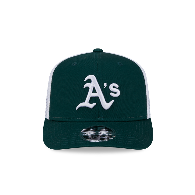 OAKLAND ATHLETICS 9SEVENTY NEW ERA GREEN TRUCKER STRETCH-SNAP HAT