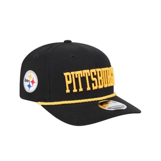 PITTSBURGH STEELERS 9SEVENTY NEW ERA ROPE WORDMARK BLACK SNAPBACK HAT