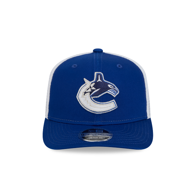 VANCOUVER CANUCKS NEW ERA NHL 9SEVENTY ADJUSTABLE BLUE TRUCKER SNAPBACK HAT