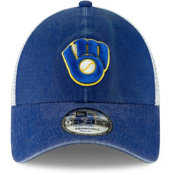 MILWAUKEE BREWERS NEW ERA COOPERSTOWN TRUCKER 9FORTY ADJUSTABLE HAT - BLUE