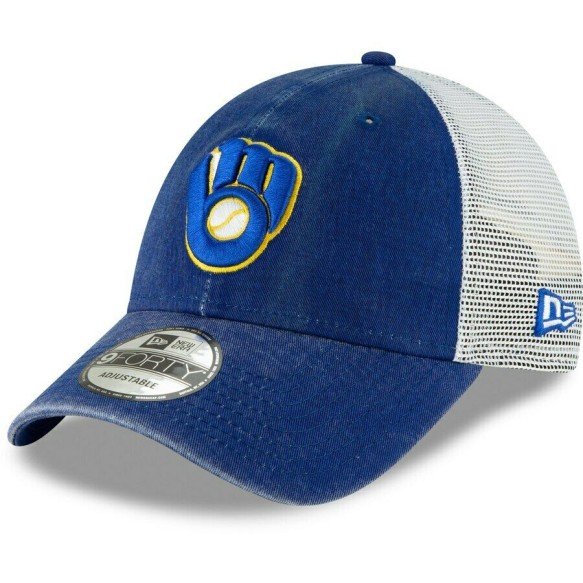 MILWAUKEE BREWERS NEW ERA COOPERSTOWN TRUCKER 9FORTY ADJUSTABLE HAT - BLUE