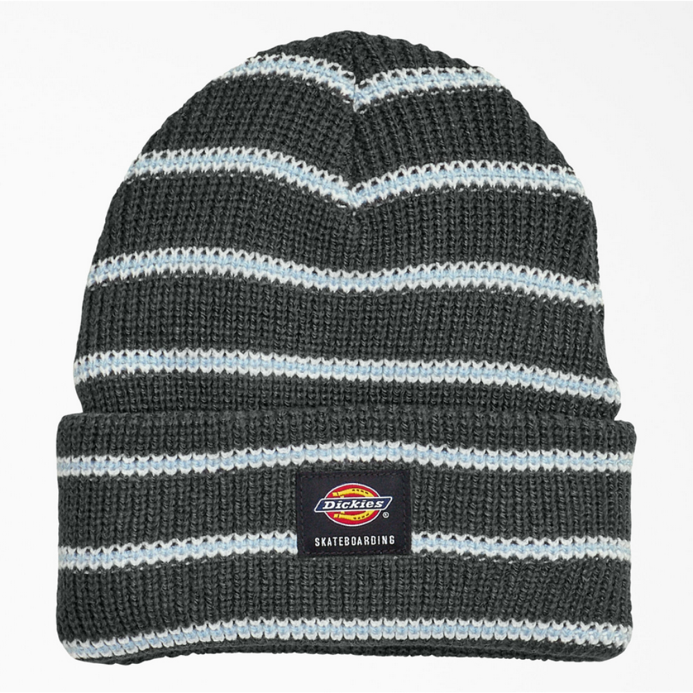 DICKIES SKATEBOARDING CUFFED STRIPED BEANIE GRAY