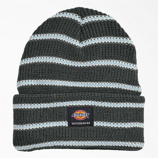 DICKIES SKATEBOARDING CUFFED STRIPED BEANIE GRAY