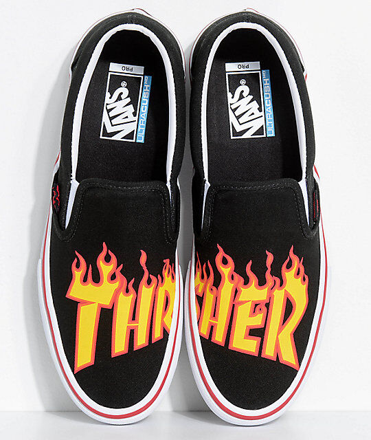 VANS X THRASHER SLIP-ON PRO BLACK SHOE - SIZE 12