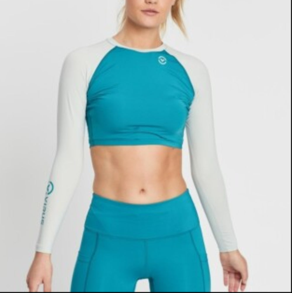 VIRUS ECO45 WOMEN'S CROP RASHGUARD TOP - BAY BLUE/WHITE