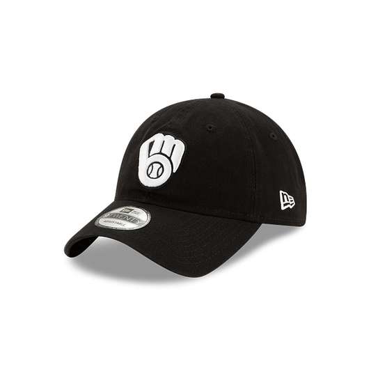MILWAUKEE BREWERS NEW ERA 9TWENTY CORE CLASSIC BLACK & WHITE ADJUSTABLE HAT