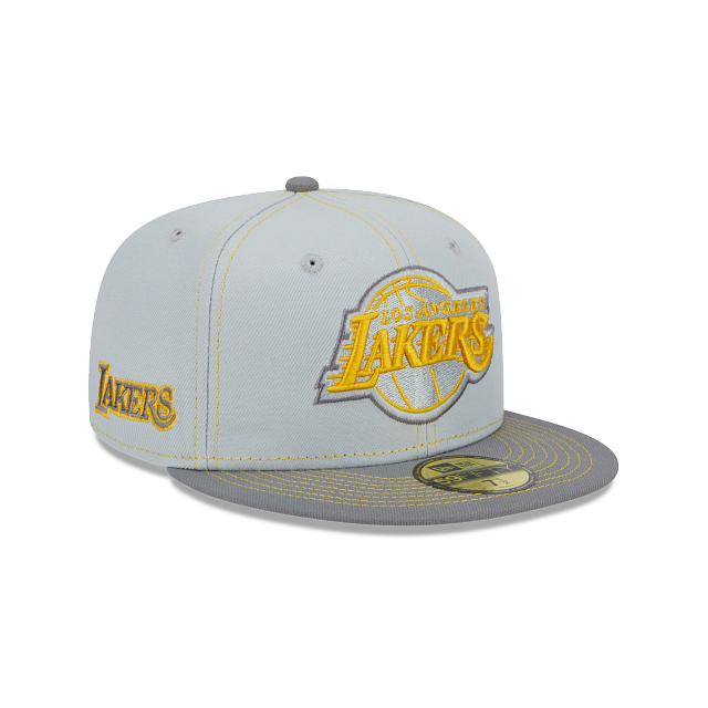 LOS ANGELES LAKERS 59FIFTY NEW ERA GREY W YELLOW TRIM FITTED HAT