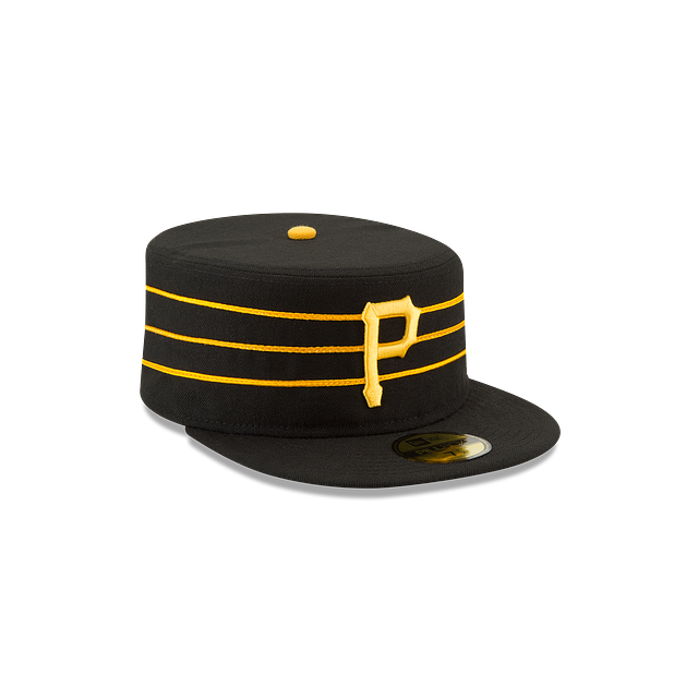 PITTSBURGH PIRATES NEW ERA PILLBOX FLAT TOP STRIPED YELLOW FITTED HAT