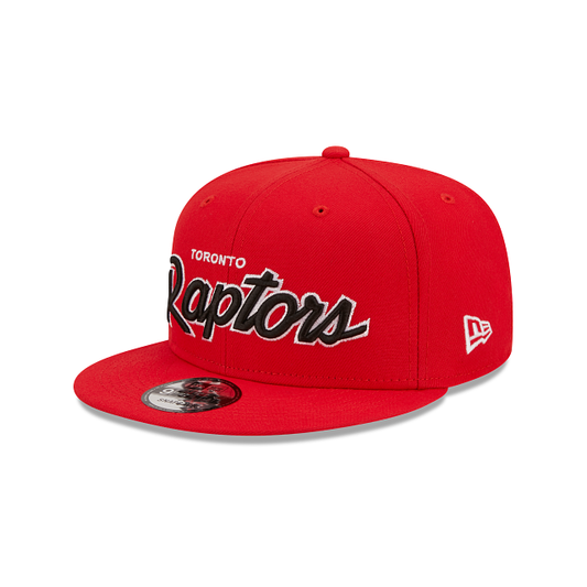 TORONTO RAPTORS 9FIFTY NEW ERA SCRIPT RED SNAPBACK HAT