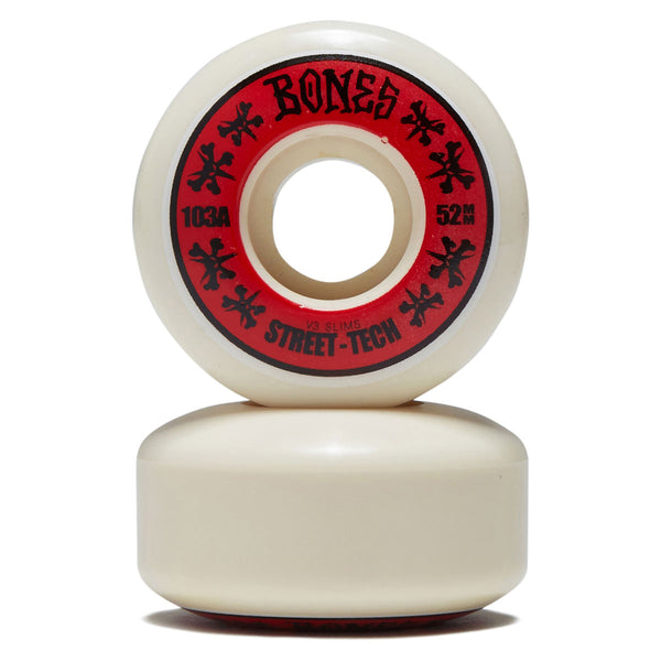 BONES WHEELS STF ANNUALS 52MM V3 SLIMS 103A 4PK WHITE RED