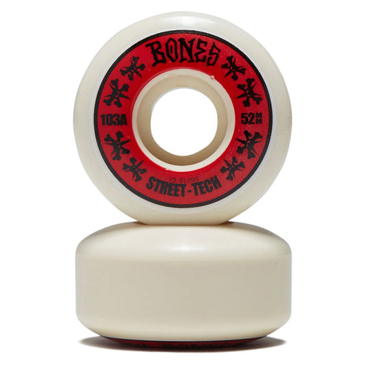 BONES WHEELS STF ANNUALS 52MM V3 SLIMS 103A 4PK WHITE RED