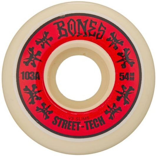 BONES WHEELS STF ANNUALS 54MM V3 SLIMS 103A 4PK WHITE RED