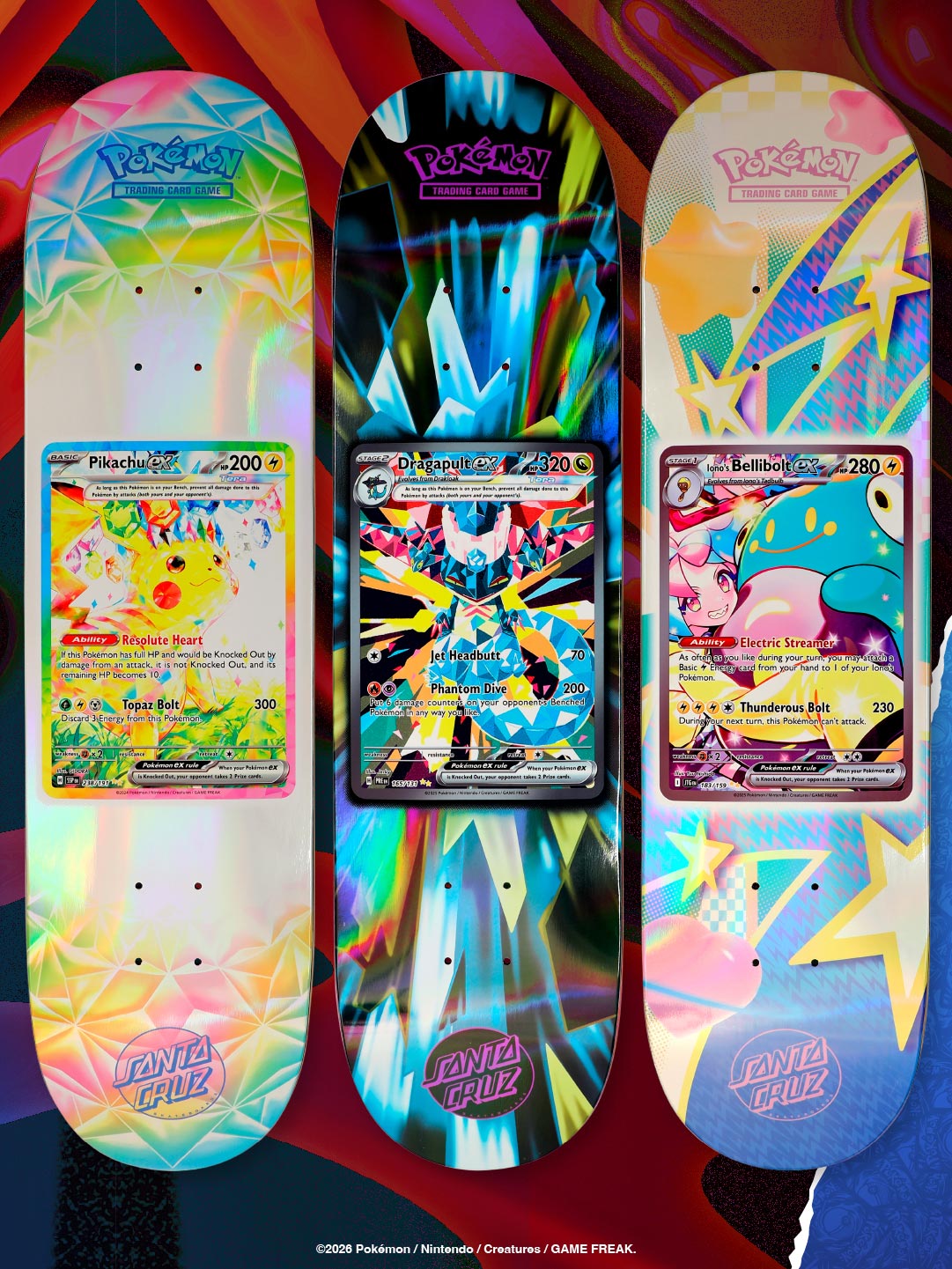 Santa Cruz x Pokémon Pikachu Dragapult Bellibolt decks