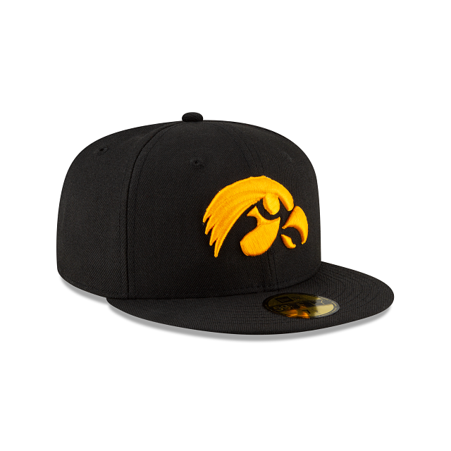 IOWA HAWKEYES 59FIFTY NEW ERA BLACK WITH YELLOW LOGO FITTED HAT