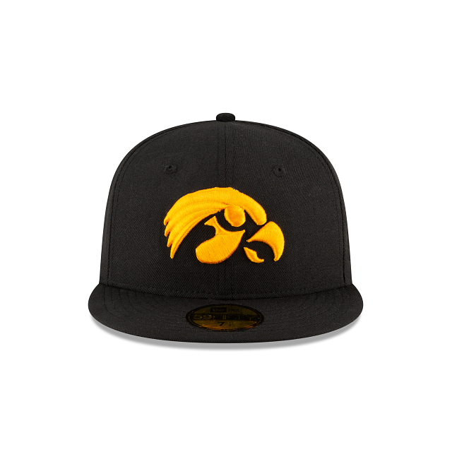 IOWA HAWKEYES 59FIFTY NEW ERA BLACK WITH YELLOW LOGO FITTED HAT