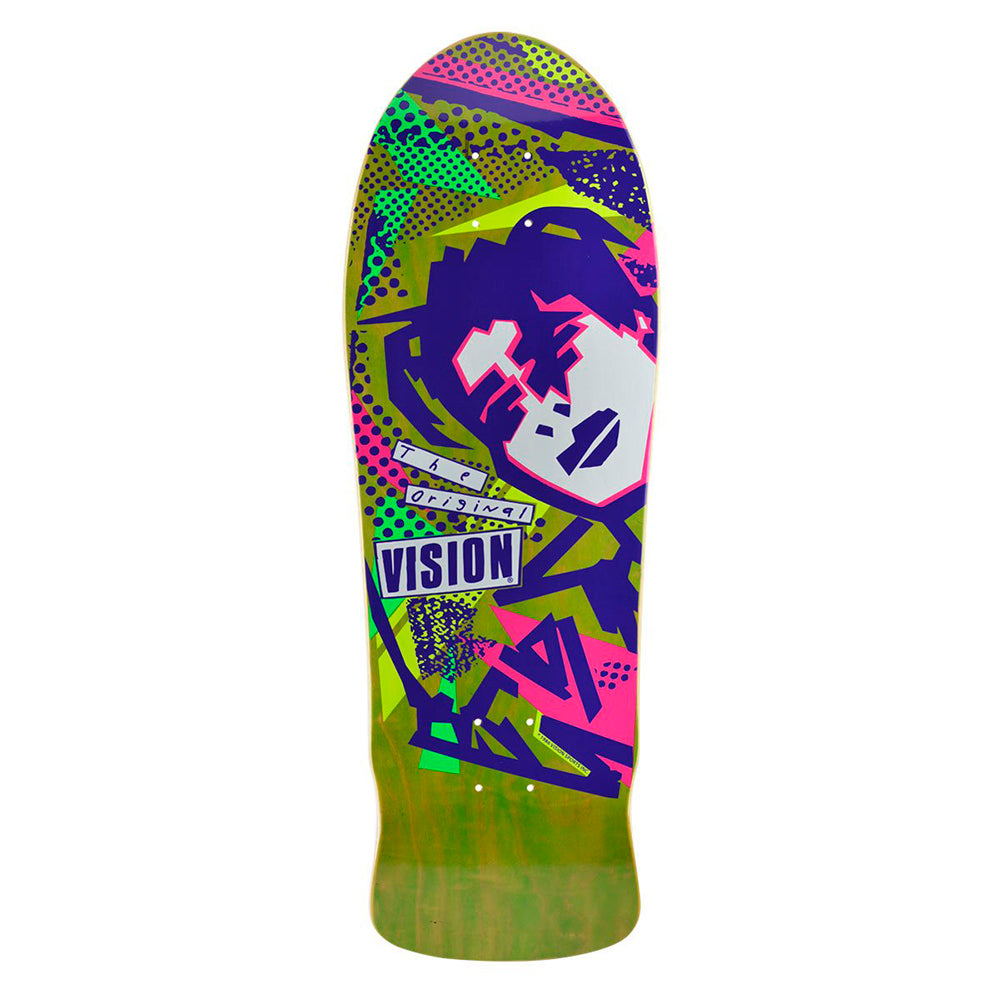 VISION MARK GONZALES FACES REISSUE LIME GREEN STAIN  DECK - 10.0"