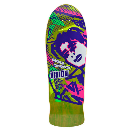 VISION MARK GONZALES FACES REISSUE LIME GREEN STAIN  DECK - 10.0"