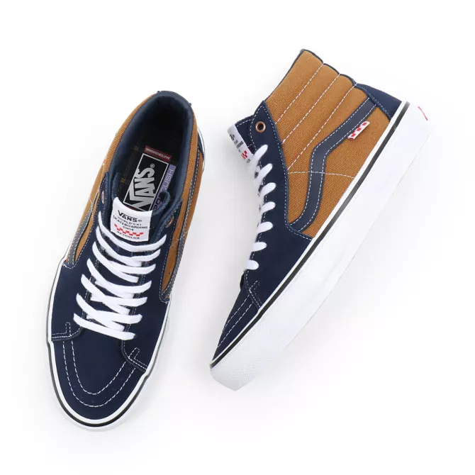 VANS SKATE SK8-HI ANDREW REYNOLDS NAVY AND GOLDEN BROWN SHOE