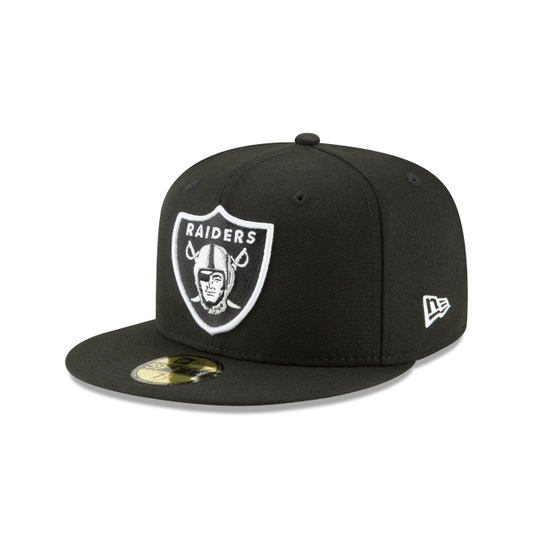 LAS VEGAS RAIDERS 59FIFTY NEW ERA BLACK WITH TEAM LOGO FITTED HAT