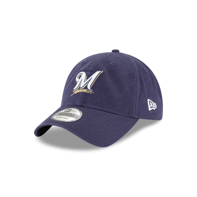 MILWAUKEE BREWERS 9TWENTY NEW ERA GM NAVY CORE CLASSIC HOOK AND LOOP HAT