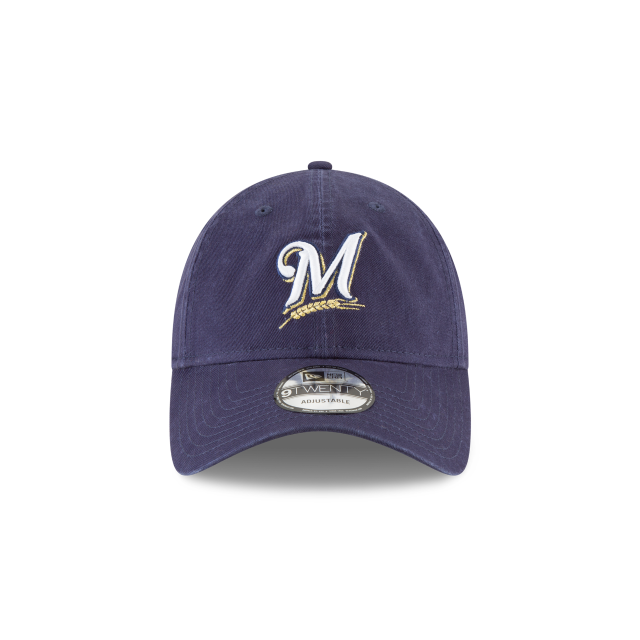 MILWAUKEE BREWERS 9TWENTY NEW ERA GM NAVY CORE CLASSIC HOOK AND LOOP HAT